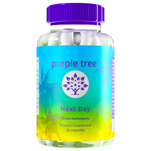 Purple Tree Next Day, Post-Celebration Wellness | Ashwagandha, Peppermint, 30 Pills for Women & Men