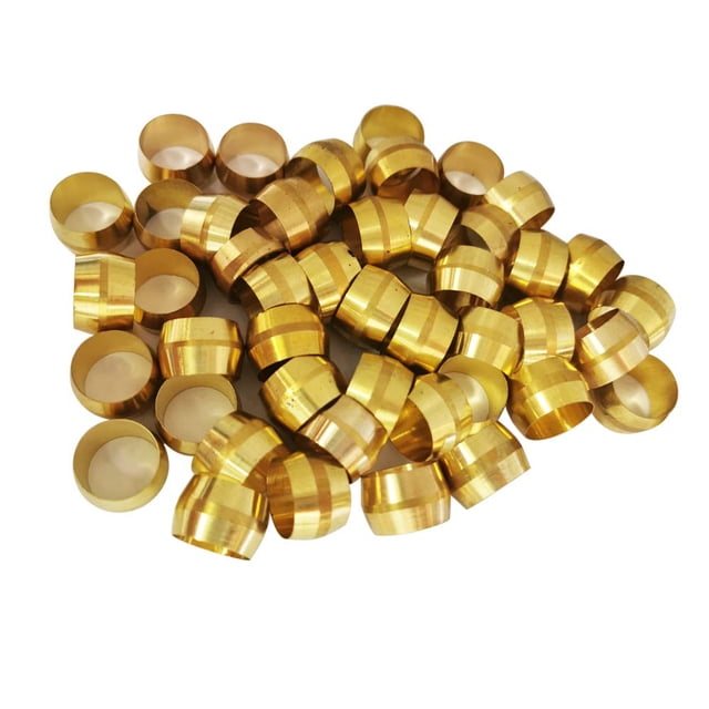 Brass Compression Fitting Ferrule Sleeve,1/2" Tube OD (50pcs)