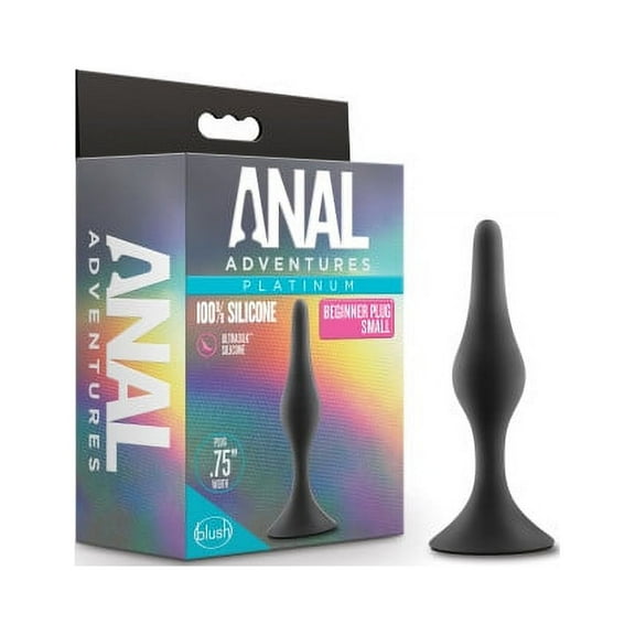 Anal Adventures Platinum - Silicone Beginner Plug - Small - Black