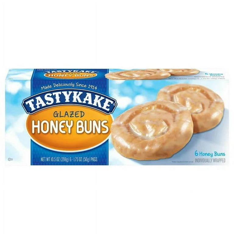 Tastykake, Glazed Honey Buns, 6ct, Individually Wrapped Pastries