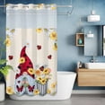 thumbnail image 6 of Flower Gnome No Hooks Shower Curtain with Snap-in Liner White Yellow Flowers Daisy Ladybug Spring Vintage Linen Shower Curtains for Bathroom, Waterproof, Easy Install, Washable 54"x78", 6 of 9