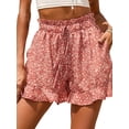 thumbnail image 2 of Aunavey Women Casual Chiffon Shorts Drawstring Comfy Floral Elastic Waist Summer Short with Pockets, 2 of 6