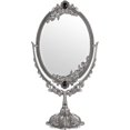 thumbnail image 1 of Elegant Silver Makeup Mirror, Double Sided Oval Design with Plated Mirror for Clear Image, Classical European Retro Style, Light-weighted with Velvet Base Layer for Anti-slip Performance, 1 of 5