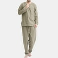 thumbnail image 5 of Men Pajamas Solid Color Comfortable Loose V Neck Men Pajamas for Sleeping, 5 of 7