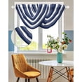 thumbnail image 3 of Navy Blue Ombre Stripe Waterfall Valances for Windows, Abstract Art Modern Blue Striped Kitchen Sheer Valance Curtains, Rod Pocket Elegant Swag Valances for Living Room Bedroom, 47.2"x38.5", 2 Panel, 3 of 8