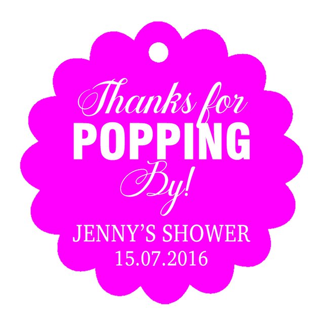 100 PCS Personalized Baby Shower Favors Tags Custom Quote Thank You For Popping By Baby Shower Gift Hang Tags
