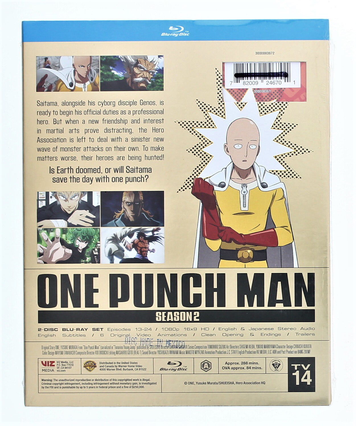 Japanese Drama One Punch Man Season 1+2 Blu-ray Free Region