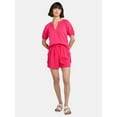 thumbnail image 2 of Time and Tru Women's Double Cloth Cotton Top with Short Sleeves, Sizes XS-XXXL, 2 of 5