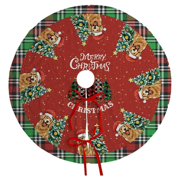 60" Christmas Printing Tree Skirt, Christmas Tree Dress, Christmas Home Decor, Festive Atmosphere, Soft Tree Mat with X'mas Pattern, Christmas Gifts, Christmas Tree Decorations