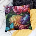 thumbnail image 2 of SHANXI Botanical Zipper Throw Pillow Covers Aesthetic Cottage Rustic Leaves Beautiful Blooming Floral Purple Pink Blue Velvet Comfortable Washable Bedroom 22x22in, 2 of 5