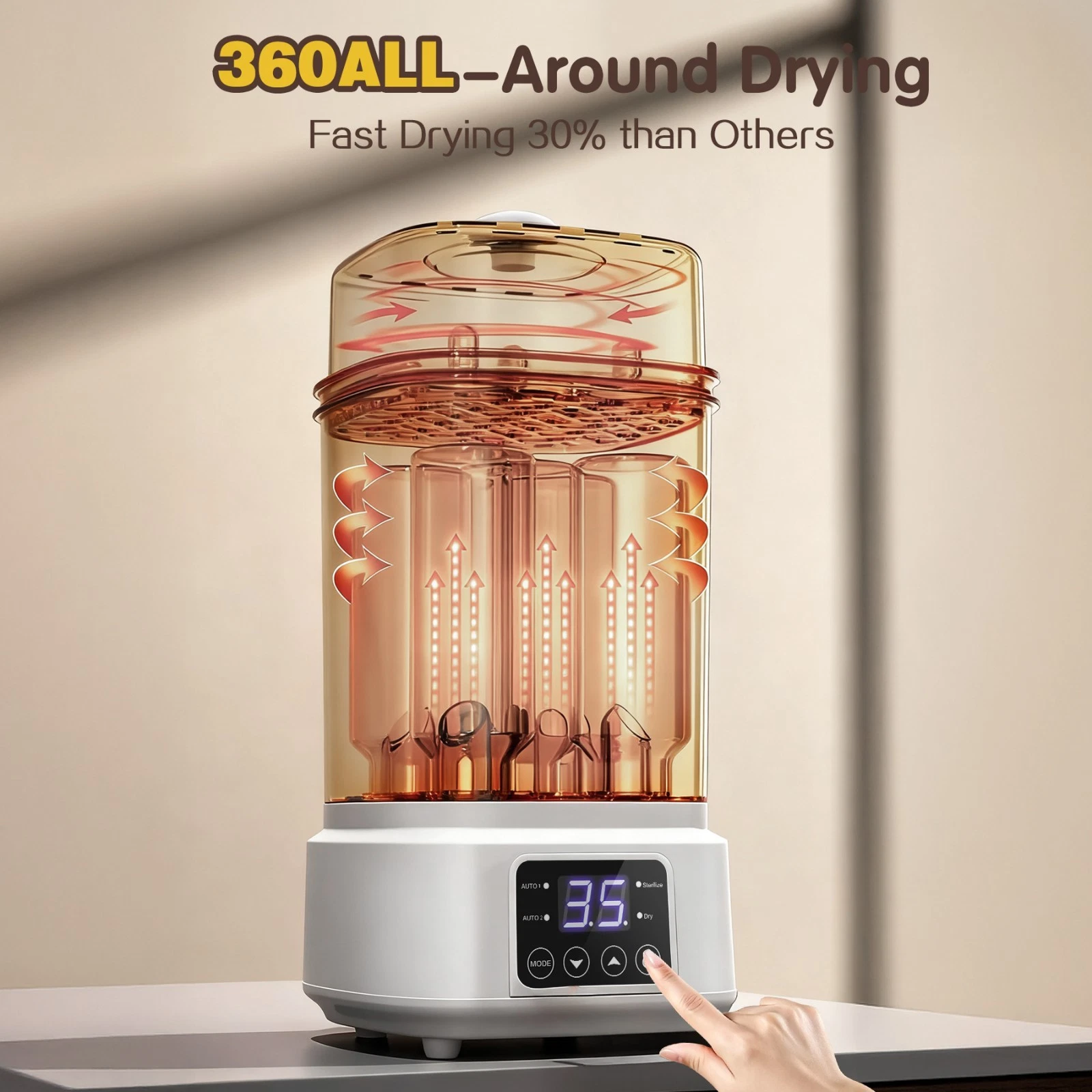 Baby Bottle Steamer and Dryer:8 in 1 Compact Electric Steam Portable for Travel Bottle Sterilizer and Dryer, Compact Electric Steam Baby Bottle Sterilizer (Esterilizador de Biberones Bottle Sanitiz