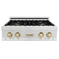 thumbnail image 2 of ZLINE 30 in. Autograph Edition Rangetop in DuraSnow Stainless Steel with Gold Accents (RTSZ-30-G), 2 of 5