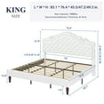 thumbnail image 3 of Allewie King Bed Frame, Velvet Tiara Upholstered Diamond Button Tufted Headboard, No Box Spring Needed, White, 3 of 9