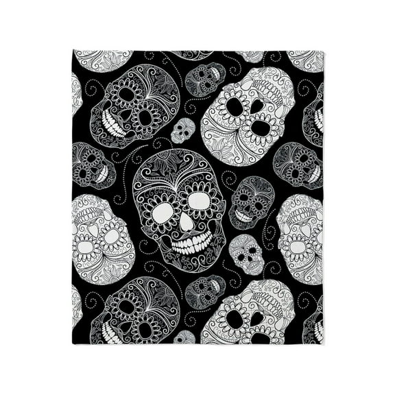 CafePress - White Sugar Skulls Throw Blanket - Soft Fleece Throw Blanket, 50"x60" for All Ages