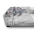 thumbnail image 3 of Sketchy Soft Flannel Fleece Blanket, Hand Drawn Tram and Bicyclists Cityscape of Amsterdam Netherlands Urban Life, Cozy Plush for Indoor and Outdoor Use, 70" x 90", Blue Lilac White, by Ambesonne, 3 of 6