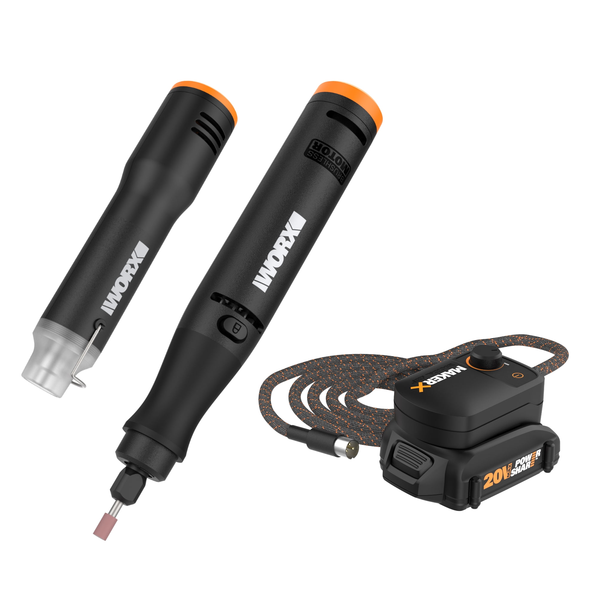 Worx MakerX WX989L 20V 2-Pc Combo Kit - Rotary Tool & Heat Gun with 42 Accessories