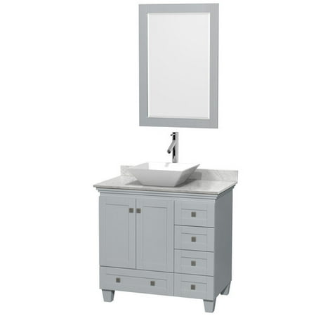 Wyndham Collection Acclaim 36 Inch Single Bathroom Vanity In Oyster Wyndham Collection Acclaim 36 Inch Single Bathroom Vanity In Oyster Gray White Carrera Marble Countertop