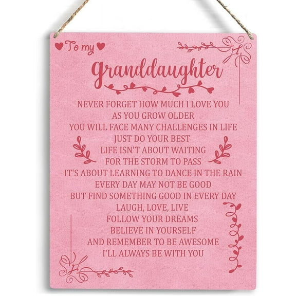 Granddaughter Gifts from Grandma To My Granddaughter Gifts Wooden Hanging Sign Christmas Birthday Gifts for Her Female Teen Girls Granddaughter Home Bedroom Living Room Wall Decor 8x10 Inch