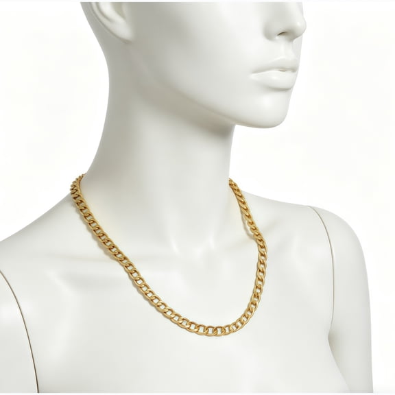 Real Solid 10k Yellow Gold Filled Necklace Italian, Link Chain 10K Solid Yellow Gold Cuban Link Chain Necklace for Women, 3.00MM, 22"