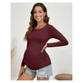 thumbnail image 4 of Yawrut Womens 3 Pieces Maternity Long Sleeve Tshirt Classic Side Ruched Tee Top Mama Pregnancy Clothes, 4 of 9