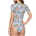 thumbnail image 4 of Naloa Unicorn DoingYoga Women's Short-Sleeved Onesie, One-Piece Swimsuit for Parties, dates, clubs - X-Large, 4 of 9