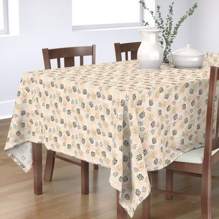 

Cotton Sateen Tablecloth 70 x 144 - Abstract Dashes Pale Coral Peach Blush Watercolor Bird Scatter Pink Black White Birds Pretty Print Custom Table Linens by Spoonflower