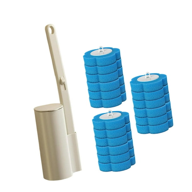 Juego de cepillos de inodoro desechables para el hogar, prácticos cepillos de inodoro para montar en la pared. 18 cabezales de recambio