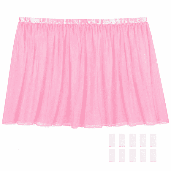 Kabuer Pink Tulle Table Skirt 6FT - Wedding, Birthday Parties, Rectangle Round Tables or Princess Party Decorations