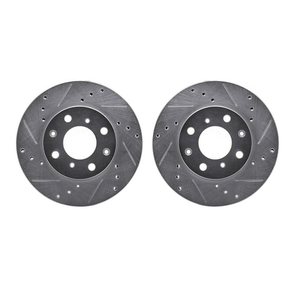 Dynamic Friction Company Front Brake Rotors-Drilled and Slotted-Silver 7002-59029