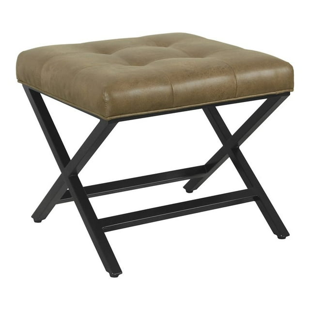HomePop Banc Moderne en Bois et Similicuir avec Coussin Supérieur Marron
