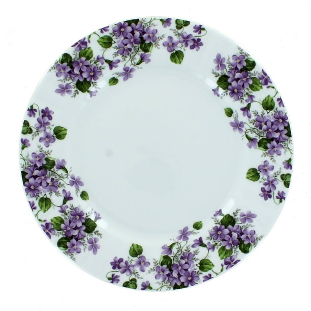 Gracie's Violets Bone China Dessert Plates Set of 4