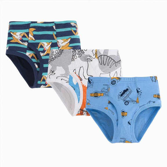 WUANDIXFA Kids Underwear Boys Boys' Brief Underwear 3-Pack, Organic Cotton Underwear for Boys, Easy Stretch Undies,Blue,5-6 Years