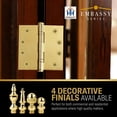 thumbnail image 6 of Embassy 4” x 4” Ball Bearing Door Hinge Heavy Duty Hinges Polished Brass with Acorn Tips, 6 of 9