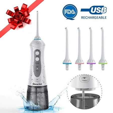 Cordless Water Flosser Water Pick Dental Oral Irrigator with 4 Jet Nozzles Replacement FDA (Best Cordless Water Flosser Uk)