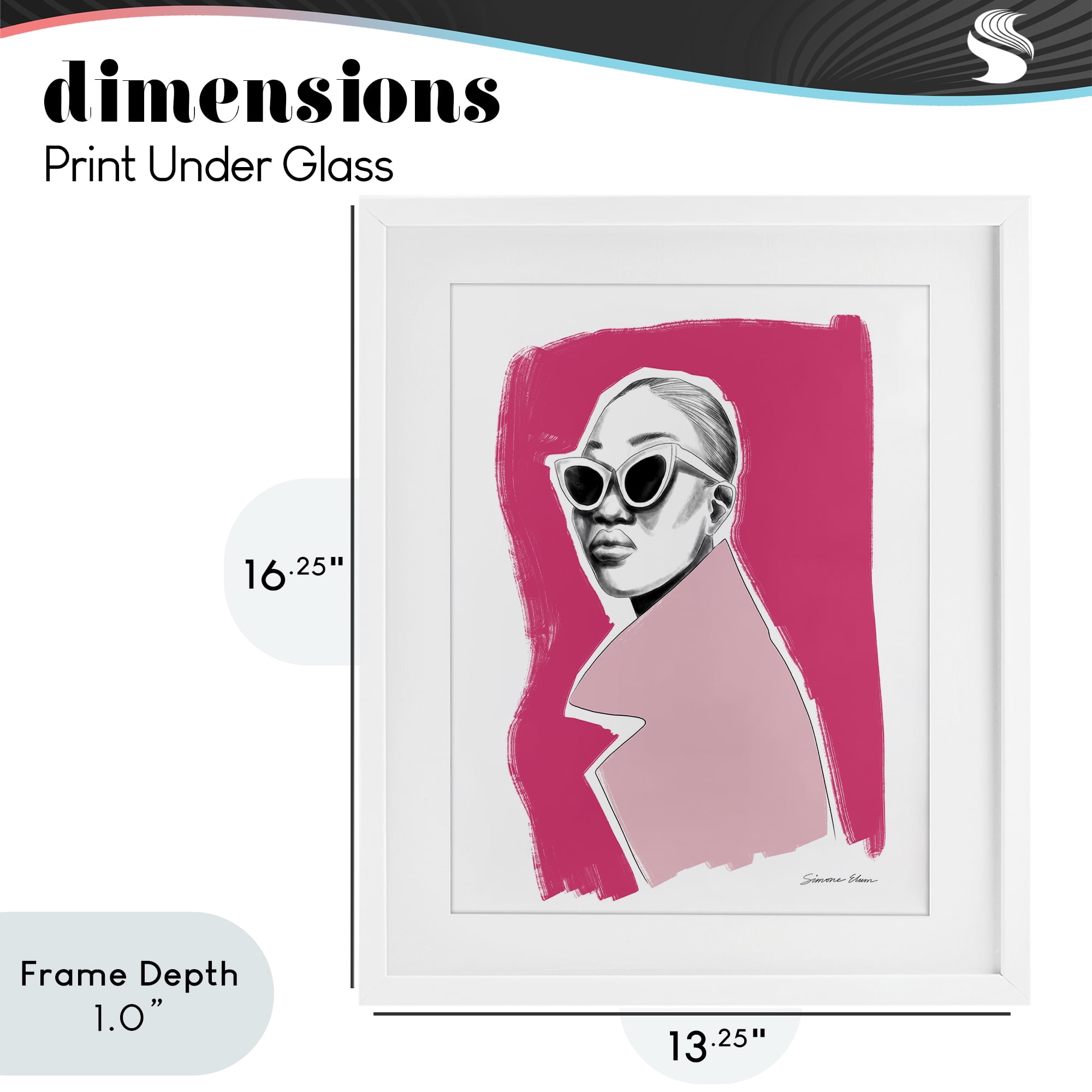 Stupell Industries Pink Attitude Fashion Portrait White Framed Print Under Glass, design by Simone Elum