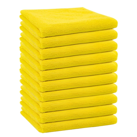 ACDANC Microfiber Cleaning Cloth,10 Pack Cleaning Rag,Multi-Functional Cleaning Towels,Highly Absorbent,Lint Free,Scratch Free,Reusable Cleaning Supplies,for Car Kitchen Home (10 inch,Yellow)