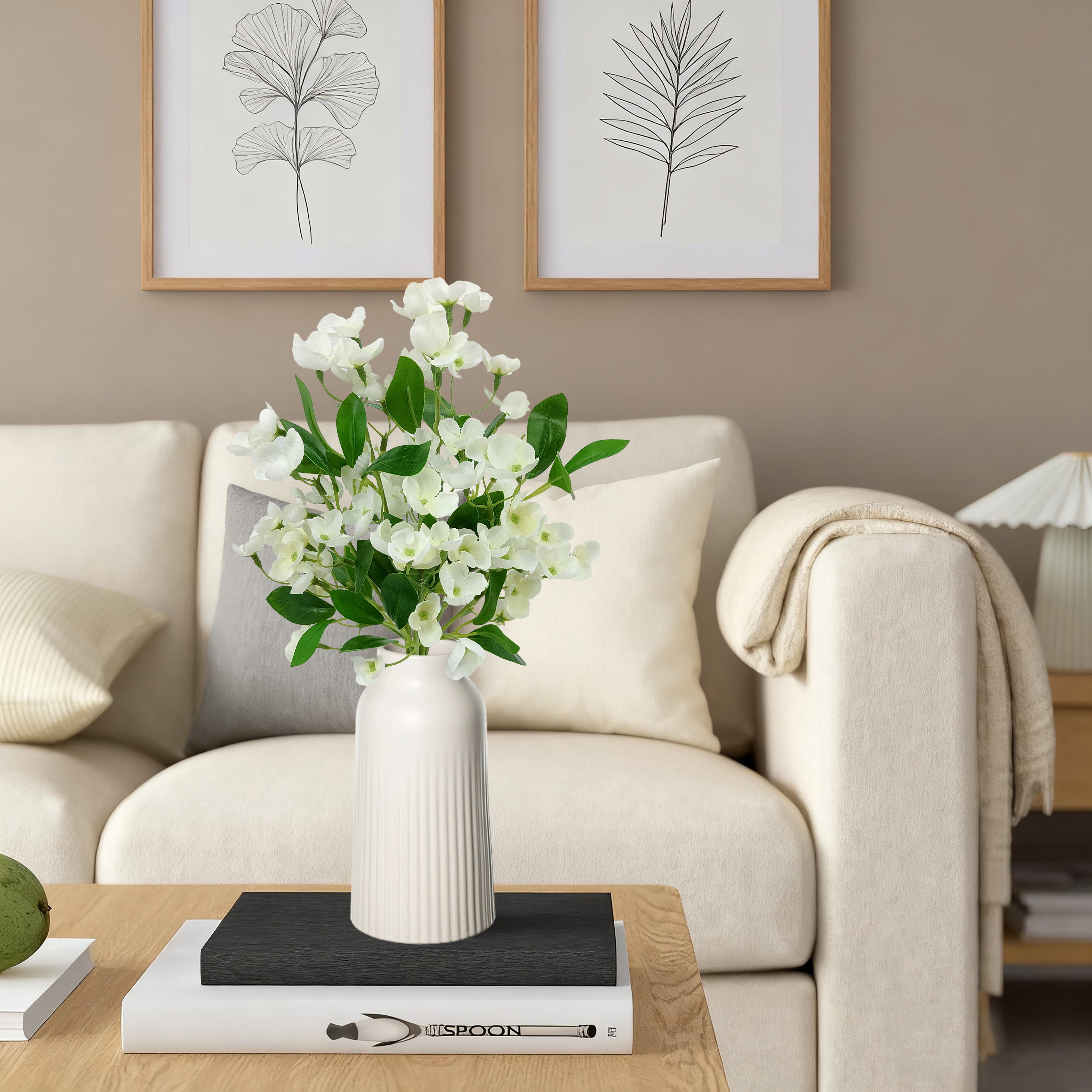 Mainstays 17in Indoor Artificial Wildflower Bundle, White Color