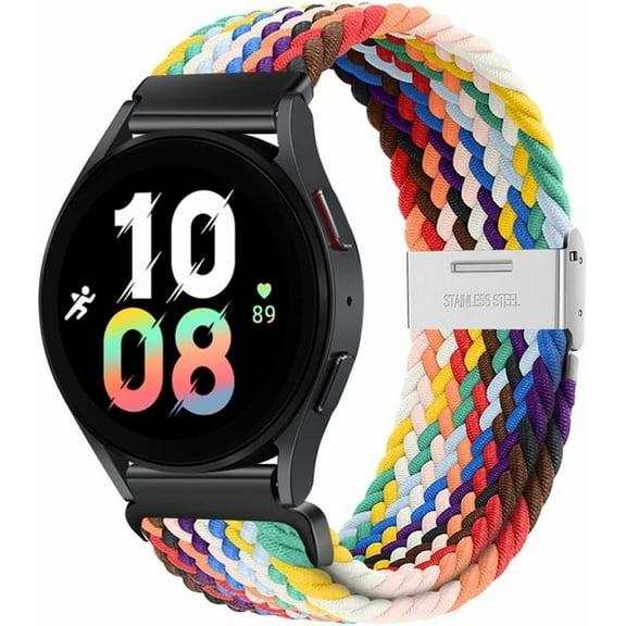 20mm Sport Loop Band Compatible with Samsung Galaxy Watch 7 6 5 4 Band 40mm 44mm/Watch 5 Pro 45mm/Galaxy Watch 4 6 Classic Band 42mm 46mm 43mm 47mm/Watch 3 41mm/Active 2 Nylon Braided Strap Women Men
