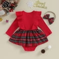 thumbnail image 3 of Okbabeha Christmas Outfits Baby Girl 0 3 6 9 12 18 24Months Plaid Romper Dress Onesie Bodysuit Xmas Dress Winter Clothes, 3 of 7