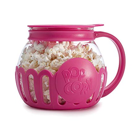 

Ecolution Original Microwave Micro-Pop Popcorn Popper Borosilicate Glass 3-in-1 Silicone Lid Dishwasher Safe BPA Free 1.5 Quart - Snack Size Pink