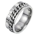 thumbnail image 2 of Trayknick Unisex Fashion Titanium Steel Roman Numerals Twist Chain Ring Party Jewelry Gift Silver US 8, 2 of 11