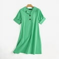 thumbnail image 3 of ZANZEA Womens Dresses Short Sleeves Solid Color Lapel Neck Casual Pullover Dress, 3 of 11