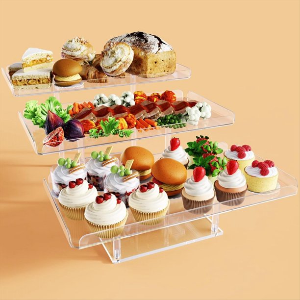 Estante de Exhibición de Acrílico de 3 Niveles, Soporte para Postres, Cupcakes, Maquillaje, Perfumes, Estilo B
