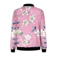 thumbnail image 5 of Feancey Womens Trendy Bomber Jacket Lightweight Casual Floral Print Zip up Jackets Coat Outdoor Windproof Moto Jackets Fall Plus Size Outerwear with Pockets Hot Pink M, 5 of 6
