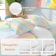 thumbnail image 2 of Queen 4 Piece Bedding Set Rainbow Stripes Gradient Soft Breathable Duvet Cover and Pillowcase, Pastoral Watercolor Line Duvet Cover Set Bed Sheets for Bedroom Dormitory Guest Room, 2 of 9