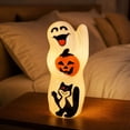 thumbnail image 2 of LOWLHOME Halloween Blow Mold Ghost with Black Cat, Halloween Glowing Spooky Decor Cute LED Lamp, Ghost Pumpkin Night Light, Shelf Battery Operated Table Ornament, 11.8", 2 of 5