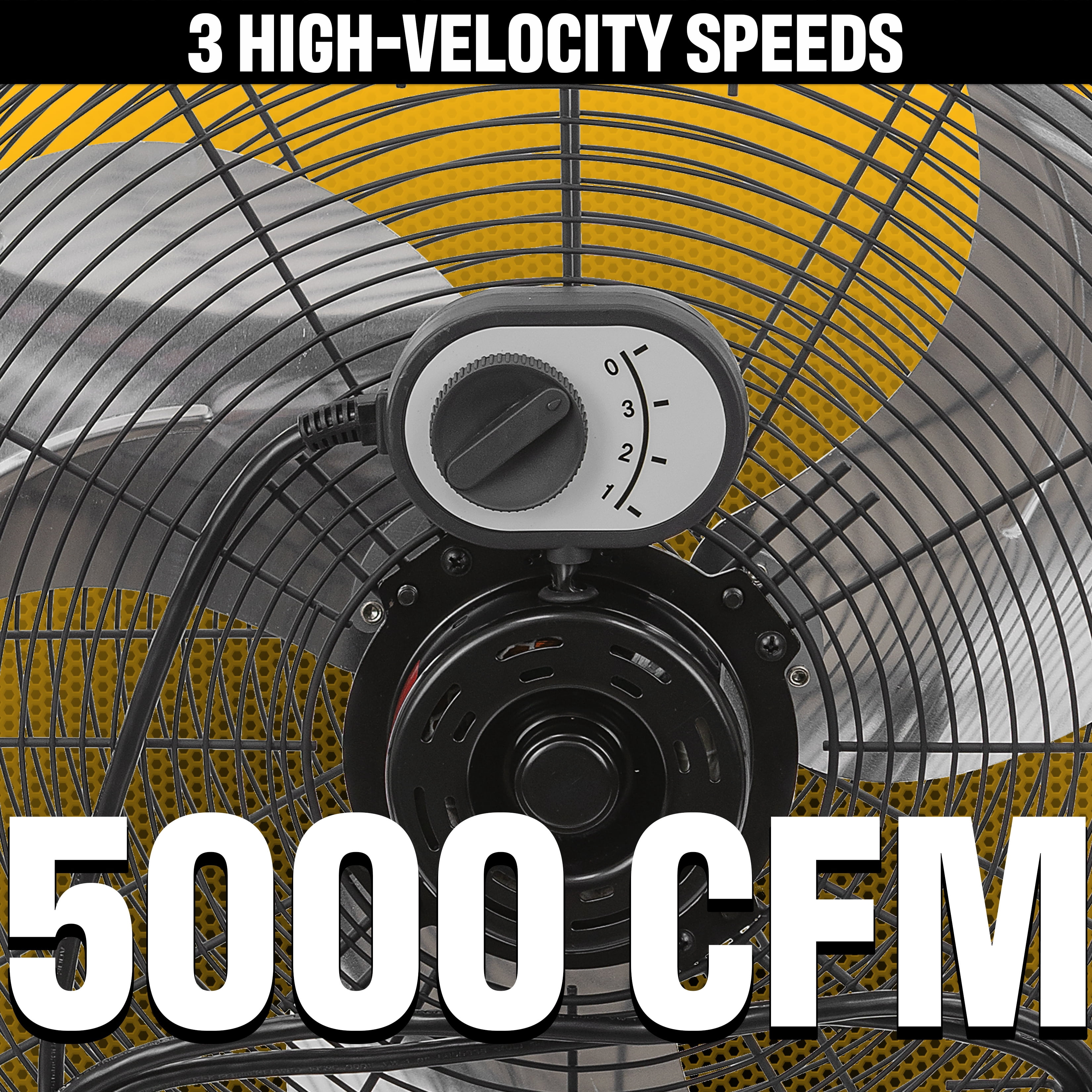 Caterpillar® Fan 20" High-Velocity 3-Speed Metal Floor Fan, 5000 CFM, Black