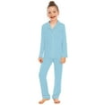 thumbnail image 3 of Hjtefg Toddler Pajama Set - Long Sleeve Button-Up Top & Pants | Soft Sleepwear for Boys & Girls | Breathable 2-Piece Loungewear for Home & Nursery, Color: 2-Sky Blue Size: 6-7 Years, 3 of 6
