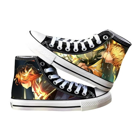 

Anime Skateboard Shoes Demon Slayer Canvas Shoes High-top Casual Shoes Tanjirou Nezuko Zenitsu Pattern Sneakers for Boys Teens Men