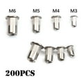 thumbnail image 2 of 200 unids M3 M4 M5 M6 Set de tuerca de remache 304 Acero inoxidable Cabezal plano Pasado de rosca de rosca Inserte Nutsert Tap Rivet Nut Surtido Kit, 2 of 6